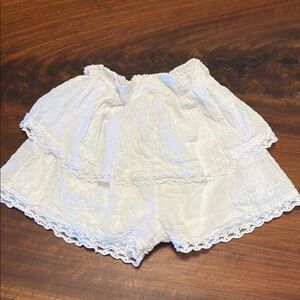 White Lace Trim Ruffle Shorts
